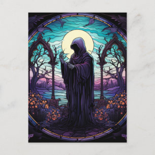 Stained Glass Grim Reaper Postcard