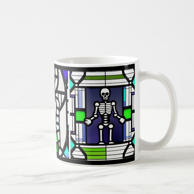Stained Glass Halloween Skeleton Mug (Right)