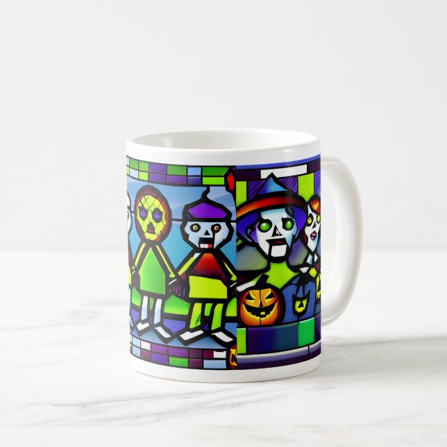 Stained Glass Halloween Zombie Mug (Front Right)