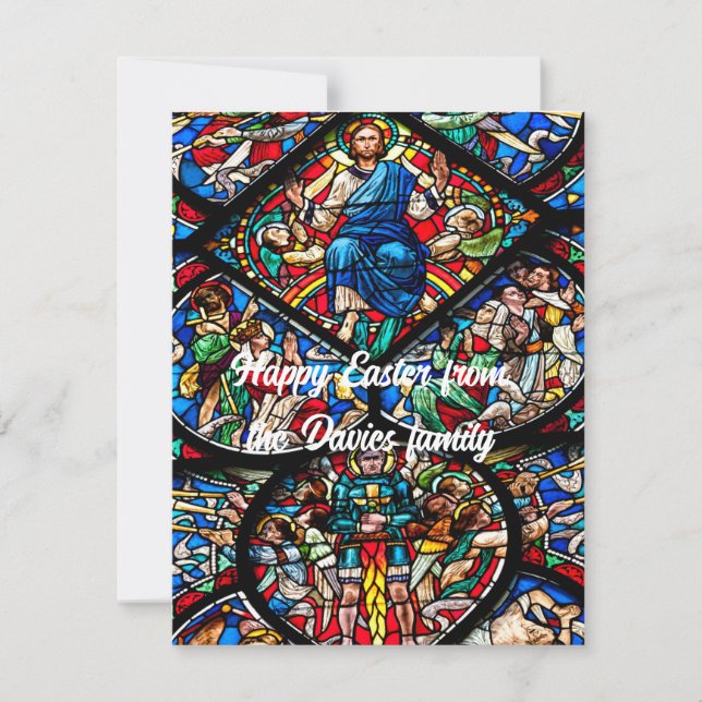 Stained Glass Happy Easter card with editable text (Front)