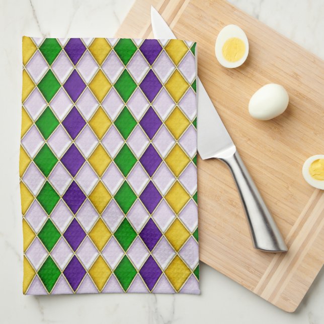 Stained Glass Harlequin Tea Towel (Quarter Fold)