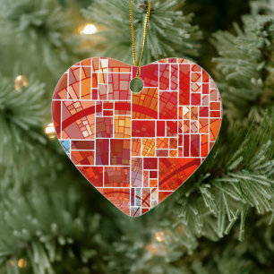 Stained Glass Heart Ceramic Tree Decoration