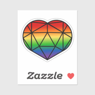 Stained Glass Heart D20 Rainbow Pride Flag Sticker