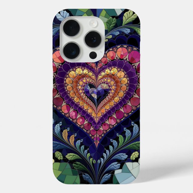 Stained Glass Heart Floral Fantasy Case-Mate iPhone Case (Back)