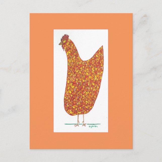 Stained Glass Hen: Hens Leaving the Henhouse Postcard (Front)