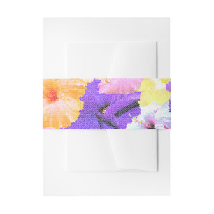 Stained Glass Hibiscus Flowers Collarge, Invitation Belly Band