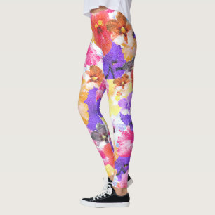 Stained Glass Hibiscus Flowers Collarge, Leggings