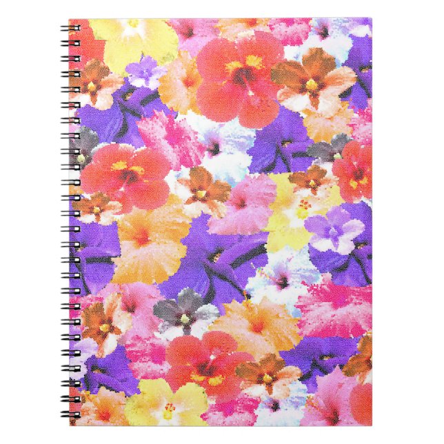 Stained Glass Hibiscus Flowers Collarge, Notebook (Front)
