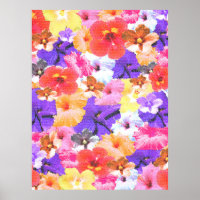 Stained Glass Hibiscus Flowers Collarge,