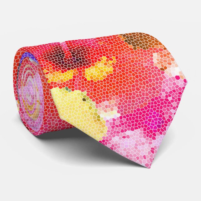 Stained Glass Hibiscus Flowers Collarge, Tie (Rolled)