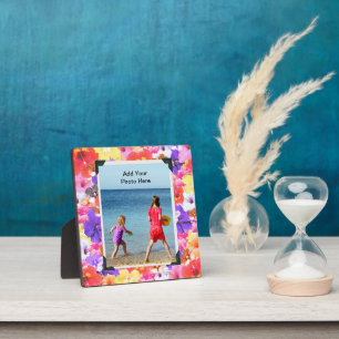 Stained Glass Hibiscus Flowers, Photo Frame