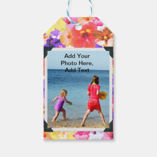Stained Glass Hibiscus Flowers, Photo Frame Gift Tags