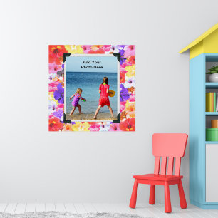 Stained Glass Hibiscus Flowers, Photo Frame Poster