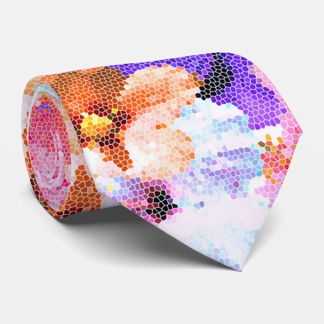 Stained Glass Hibiscus Flowers, Tie (Rolled)