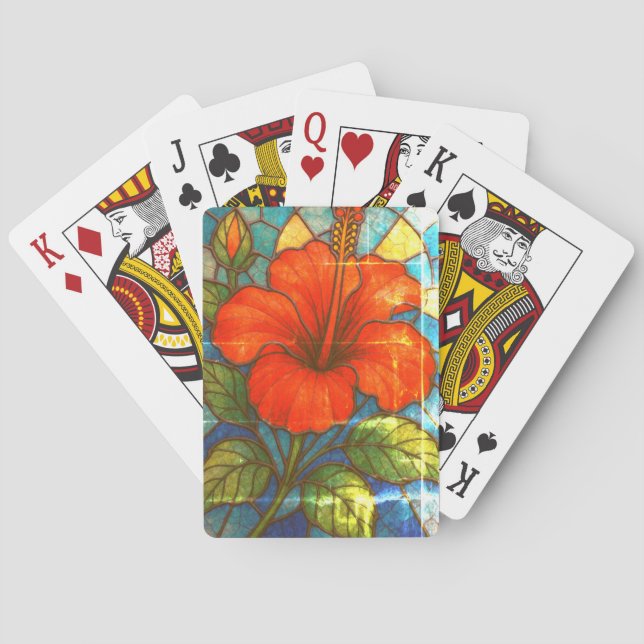 Stained Glass Hibiscus  Playing Cards (Back)