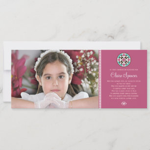 Stained Glass Holy First Communion Photo Keepsake Card