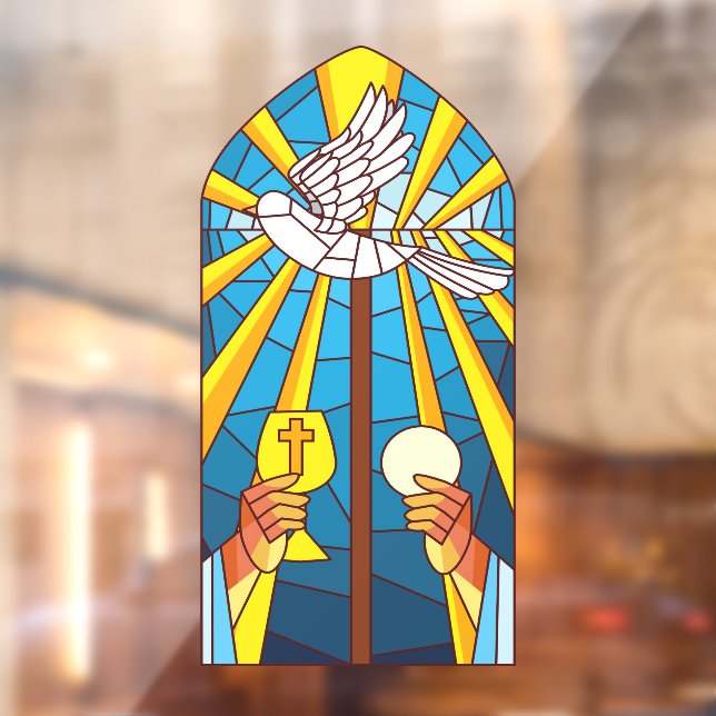Stained Glass Holy Mass Host And Chalice Window Cling (Sheet 2)