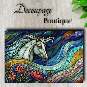 Stained Glass Horse Abstract Decoupage Tissue Paper