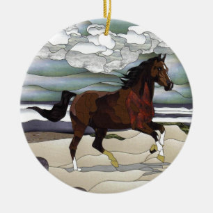 Stained glass horse ceramic tree decoration