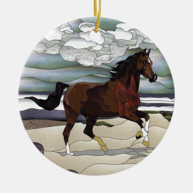 Stained glass horse ceramic tree decoration (Front)