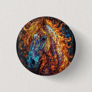 Stained Glass Horse Design 3 Cm Round Badge