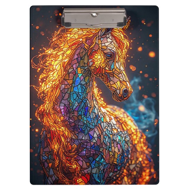 Stained Glass Horse Design Clipboard (Front)