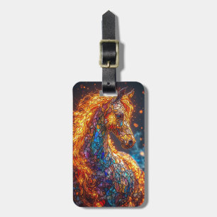 Stained Glass Horse Design Luggage Tag