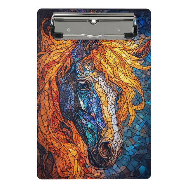 Stained Glass Horse Design Mini Clipboard (Front)