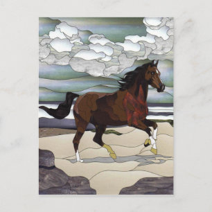 Stained glass horse postcard