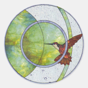 Stained glass hummingbird classic round sticker
