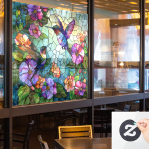 Stained Glass Hummingbirds Window Cling