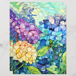 Stained Glass hydrangea flowers decoupage tissue