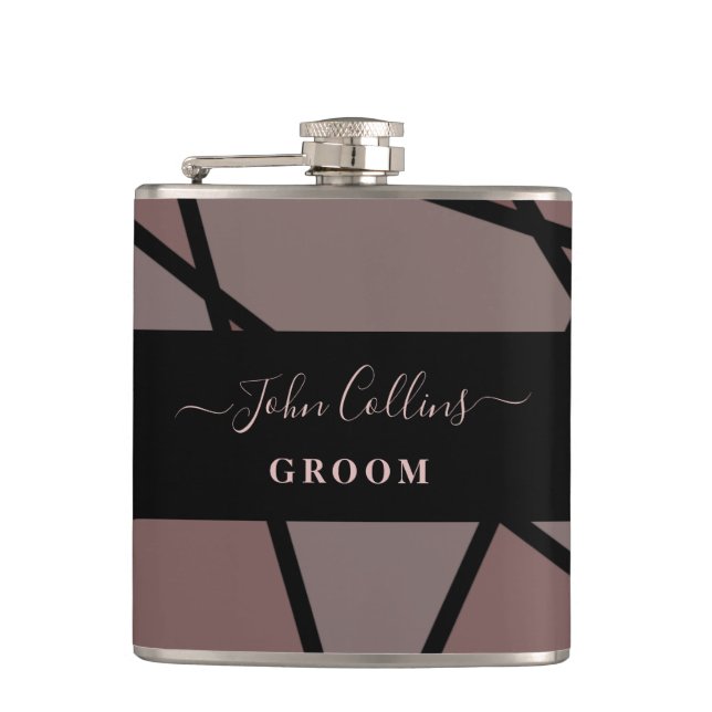Stained Glass Imitation to Groom Hip Flask (Front)