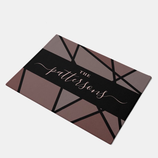 Stained Glass Imitation to Welcome Home Family Doormat (Angled)