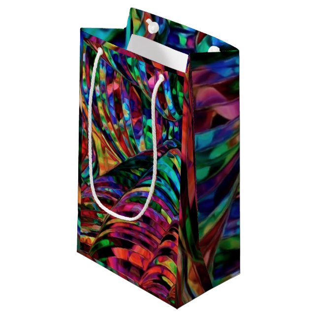 Stained Glass in Jewel Tones Abstract Art Small Gift Bag (Front Angled)