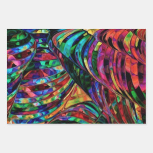 Stained Glass in Jewel Tones Abstract Art Wrapping Paper Sheet