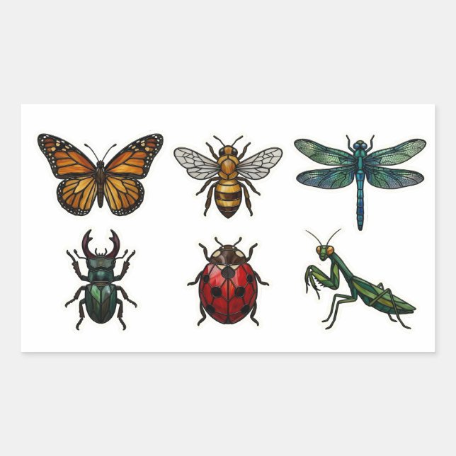 Stained Glass Insect & Bug Sticker Set (Front)