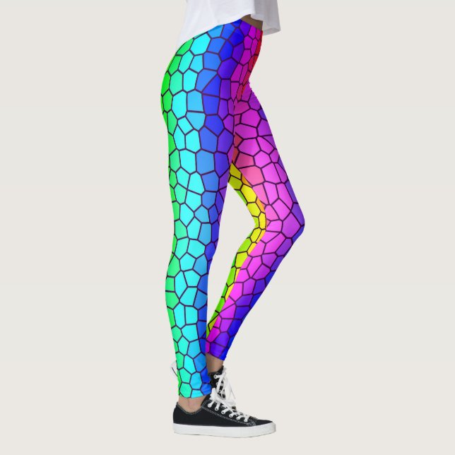 Stained Glass Inspired Rainbow Colour Leggings (Right)