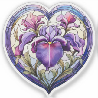 Stained Glass Iris Heart