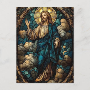 Stained Glass Jesus Art – Christian  Postcard