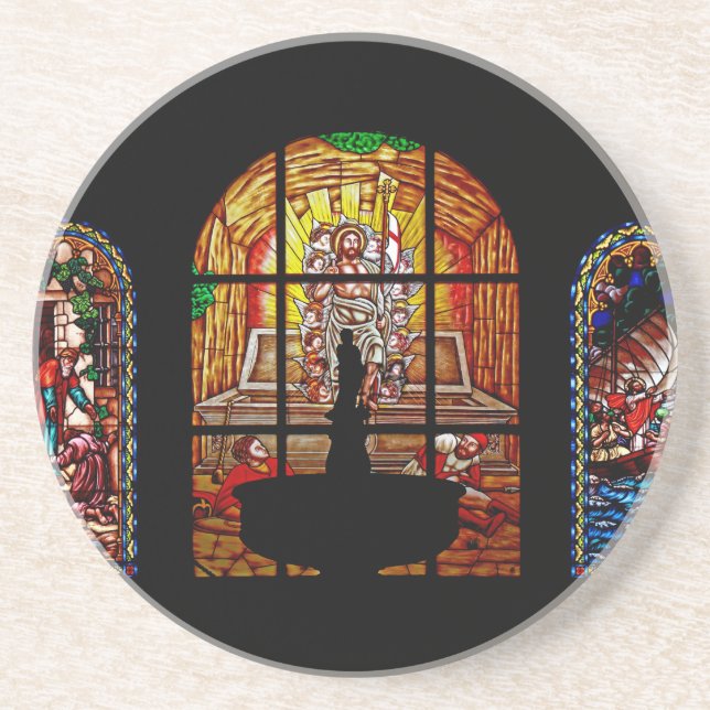stained glass jesus coaster (Front)