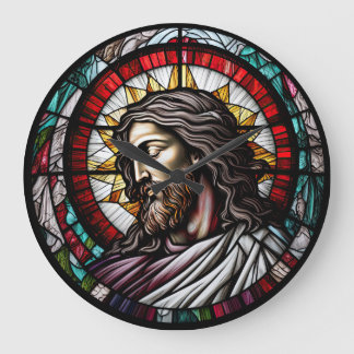 Stained Glass Jesus Design Clock