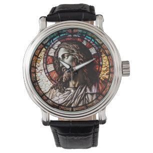 Stained Glass Jesus Design Wrist Watch