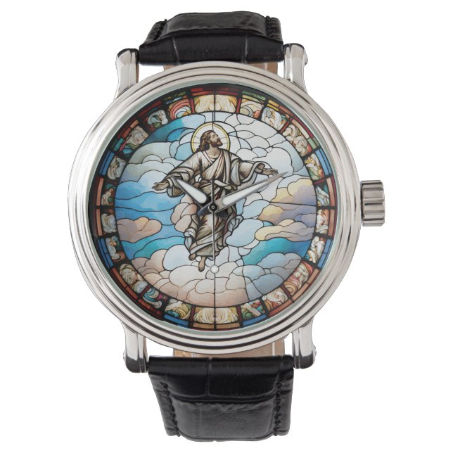 Stained Glass Jesus Design Wrist Watch (Front)