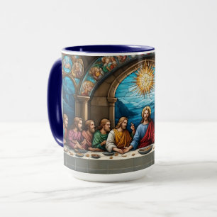 Stained Glass Jesus Last Supper Christian Catholic Mug
