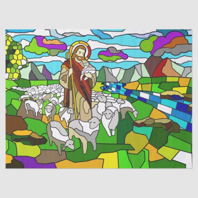 stained glass jesus tissue paper (Front)