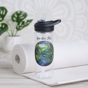 Stained Glass Jungle River Round Custom Water Bottle