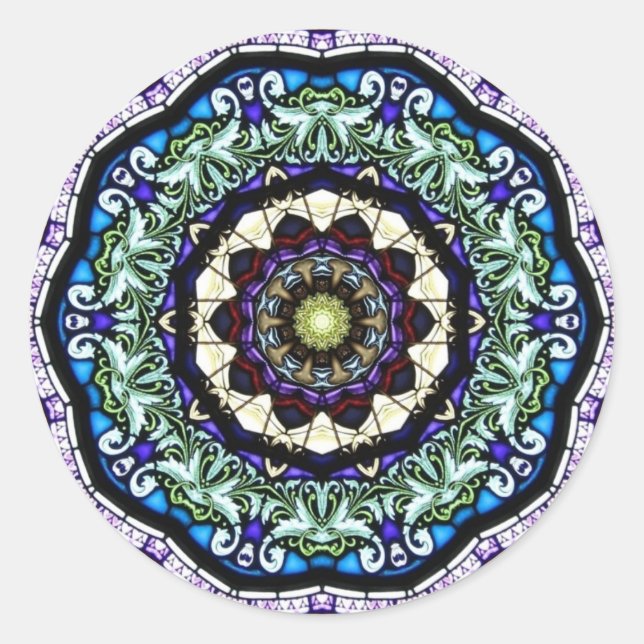 Stained Glass Kaleidoscope #2 Classic Round Sticker (Front)