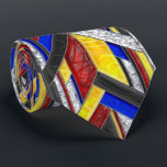 Stained Glass l Art Deco Arrows Pattern Tie<br><div class="desc">This men's neck tie has a stained glass window design of Art Deco arrows pattern in primary colours with clear and black glass accents. This is not a stain glass window photograph; this is all digitally made art pattern done on a computer. All of the glass is textured to be...</div>