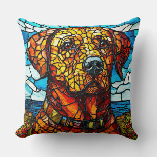 Stained glass labrador dog cushion